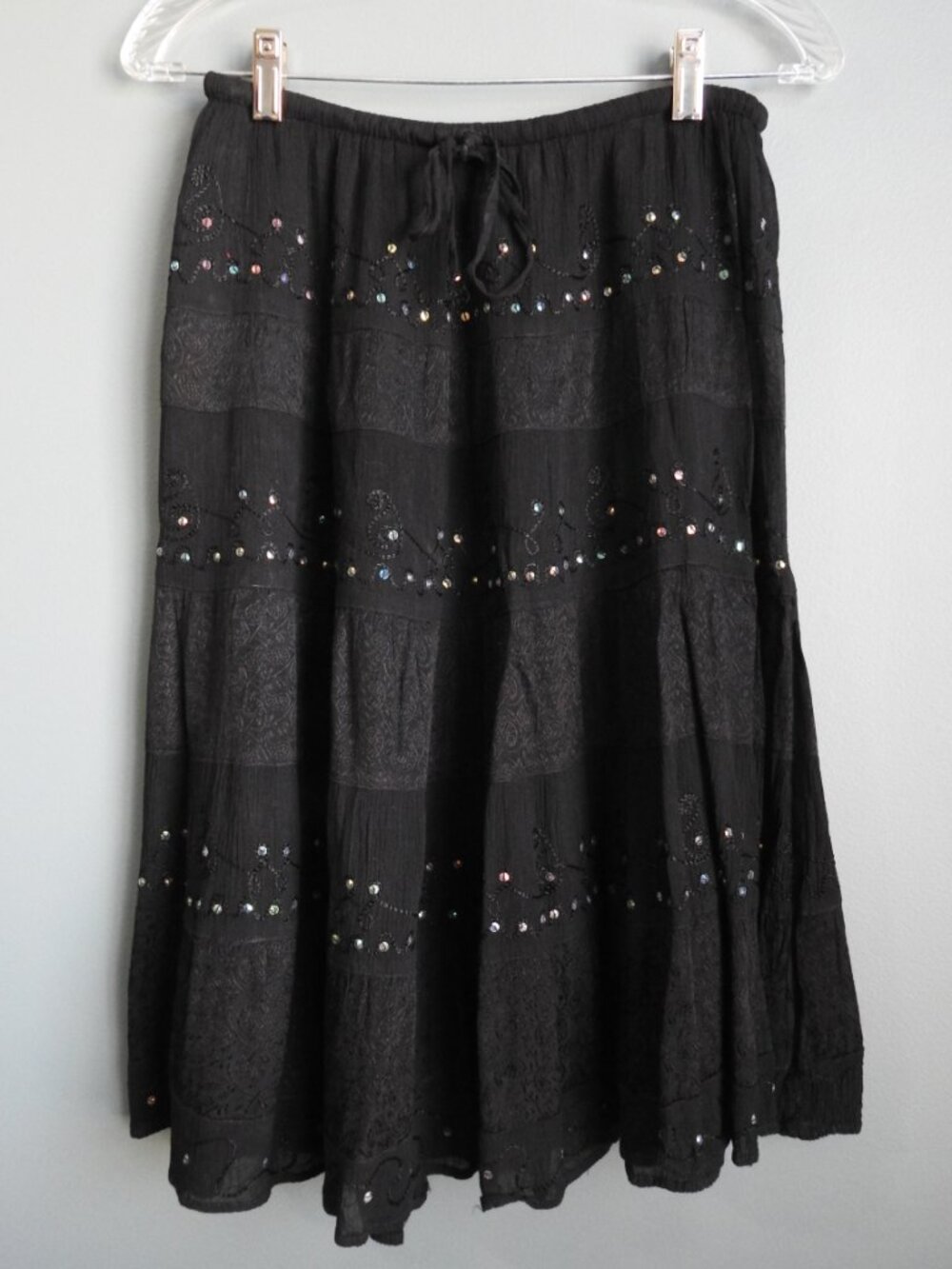 2/$15 Indian Tropical Fashion Women Skirt One Size Crinkle Pleat Ruffle Boho - Picture 2 of 5